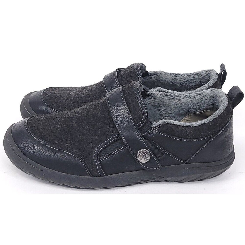 JBU Jambu Shoes Womens Size 7.5 Wool Black Faux Fur Tide Floral Flat Memory Foam